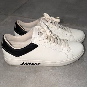 Armani Exchange Men's White and Black Sneakers